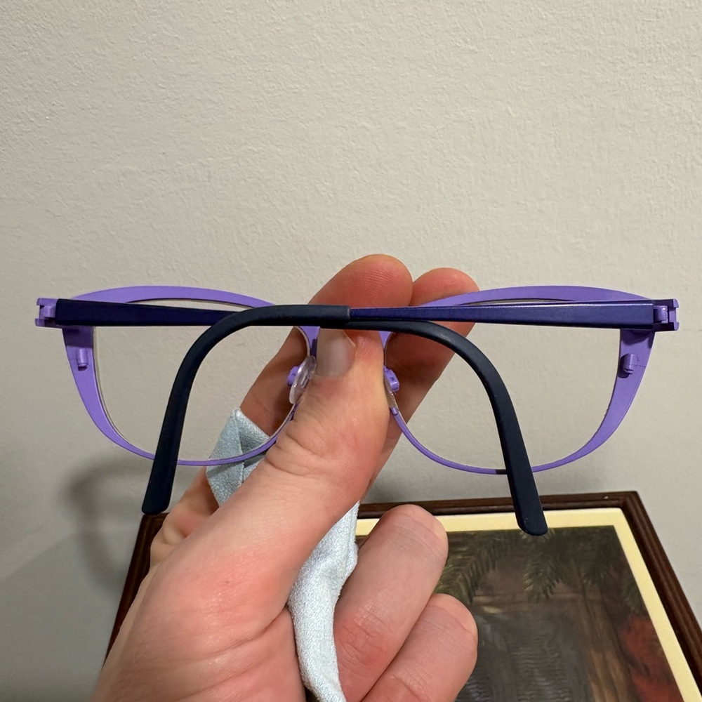 Bevel Purple Cat-Eye Eyeglass Frames women’s made in Japan - Picture 4 of 7
